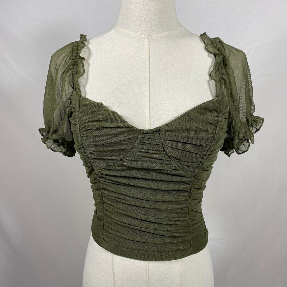 Honey &‎ Sparkle green ruched crop top size small fairy preppy